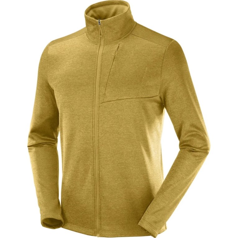 Pánské Bundy Salomon Essential Lightwarm Heather Full Zip Zlaté | CZ 06CEVSU